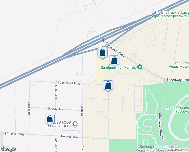 map of restaurants, bars, coffee shops, grocery stores, and more near 6565 Nascar Street in Las Vegas
