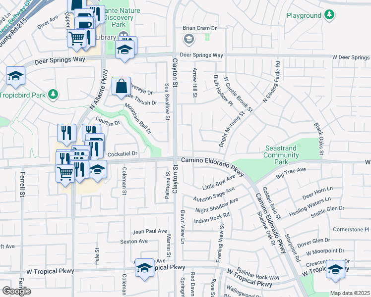 map of restaurants, bars, coffee shops, grocery stores, and more near 6412 Indian Peak Ct in North Las Vegas