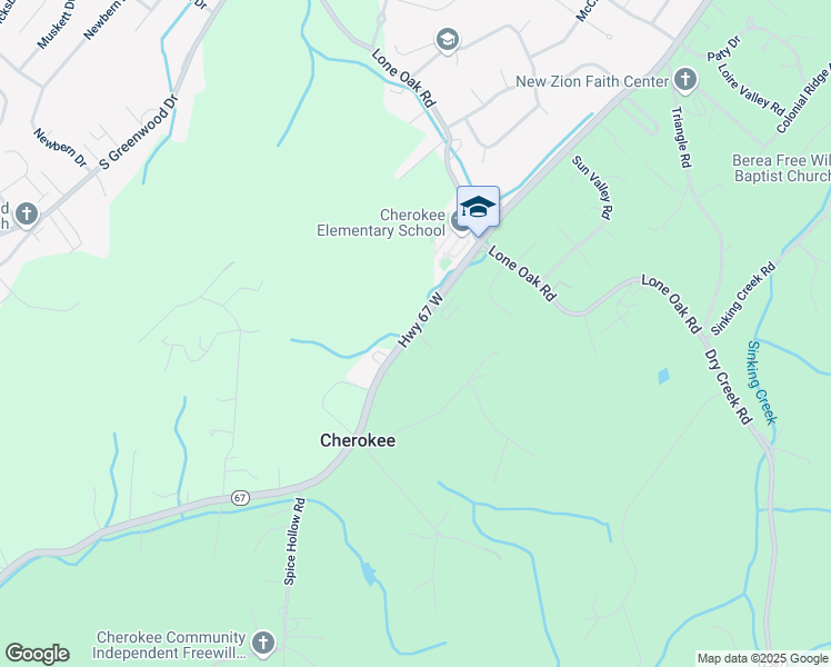 map of restaurants, bars, coffee shops, grocery stores, and more near 2251 Cherokee Road in Johnson City