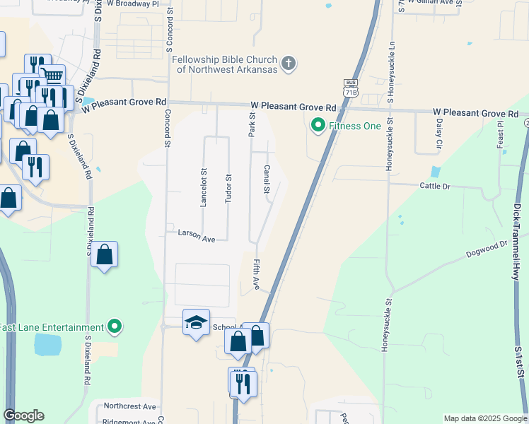 map of restaurants, bars, coffee shops, grocery stores, and more near 1402 Fifth Avenue in Lowell