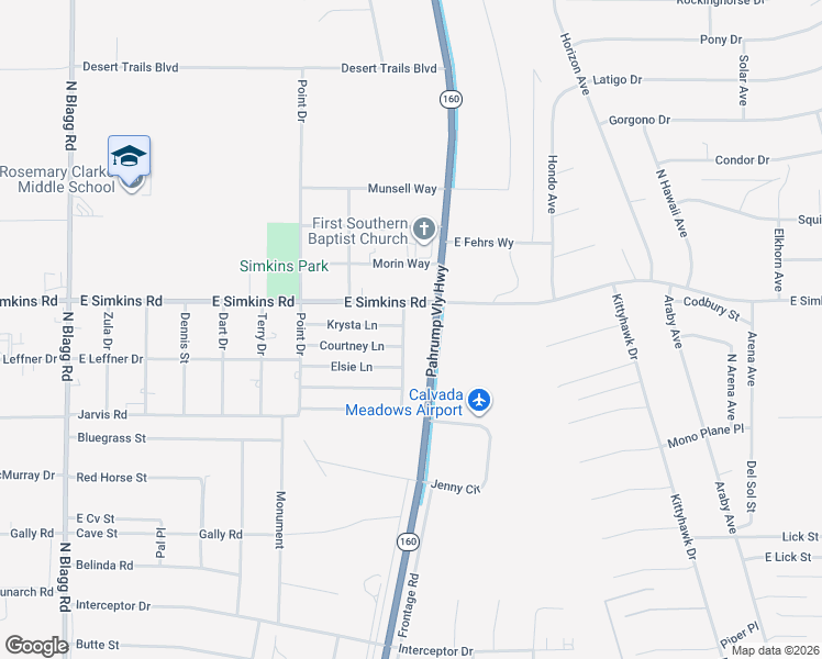 map of restaurants, bars, coffee shops, grocery stores, and more near 3939 North Mayfield Ranch Road in Pahrump