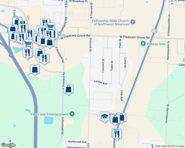 map of restaurants, bars, coffee shops, grocery stores, and more near 1403 Concord Street in Lowell