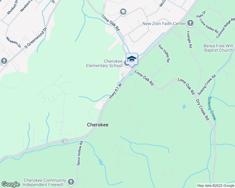 map of restaurants, bars, coffee shops, grocery stores, and more near 2251 Cherokee Road in Johnson City