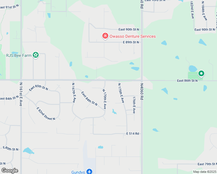map of restaurants, bars, coffee shops, grocery stores, and more near 8515 North 170th East Avenue in Owasso
