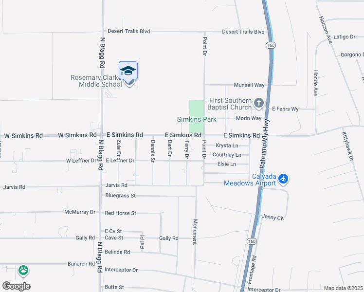 map of restaurants, bars, coffee shops, grocery stores, and more near 3921 Terry Drive in Pahrump