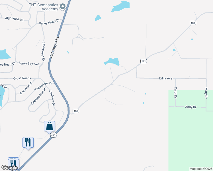 map of restaurants, bars, coffee shops, grocery stores, and more near 78 Farm to Market Road 101 in Highland