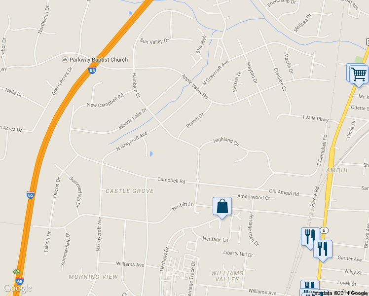 map of restaurants, bars, coffee shops, grocery stores, and more near 405 Hamblen Drive in Nashville