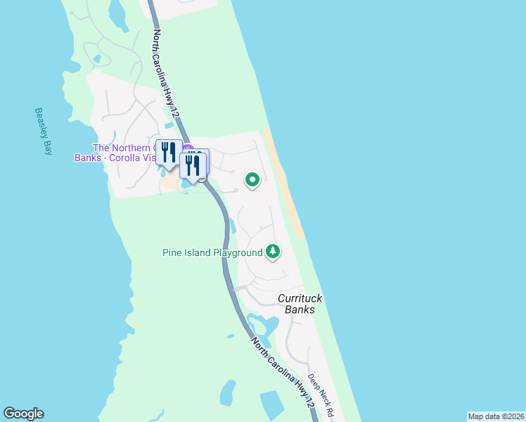 map of restaurants, bars, coffee shops, grocery stores, and more near 468 Pipsis Point Road in Corolla