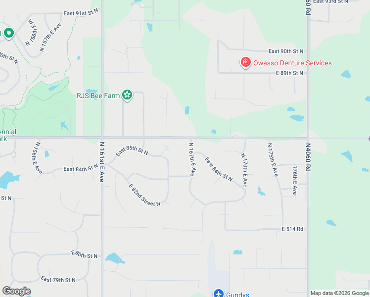 map of restaurants, bars, coffee shops, grocery stores, and more near 8516 North 167th East Avenue in Owasso