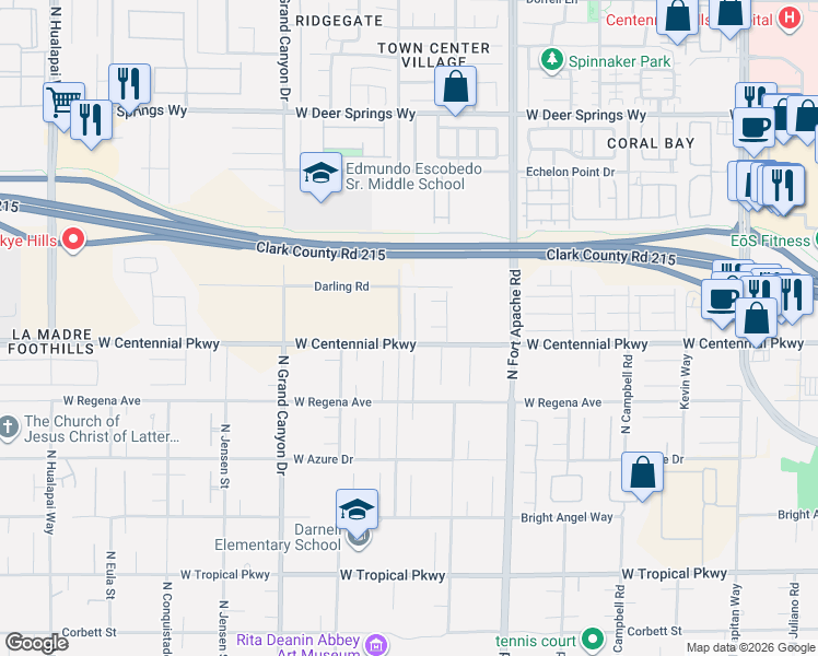 map of restaurants, bars, coffee shops, grocery stores, and more near 6408 Trautman Court in Las Vegas