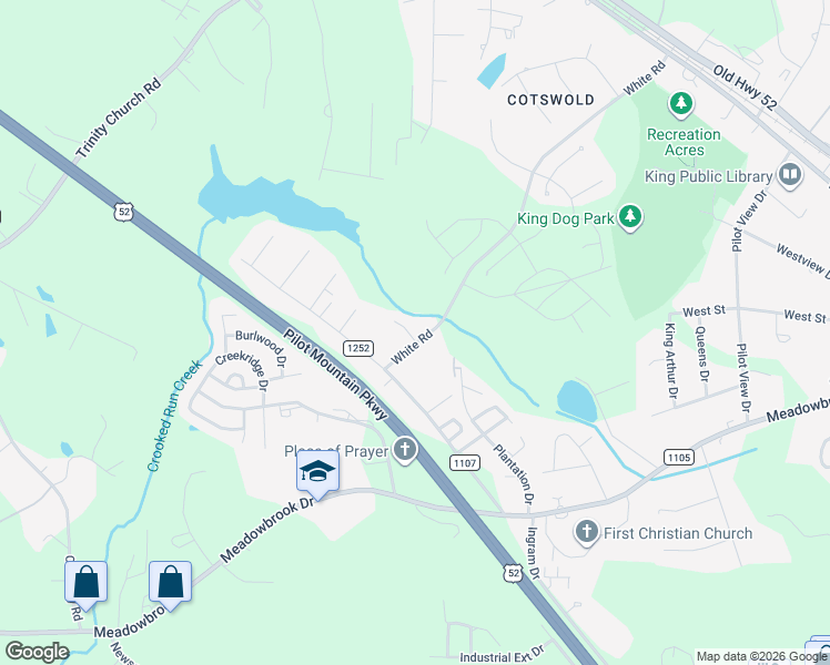 map of restaurants, bars, coffee shops, grocery stores, and more near 502 White Road in King