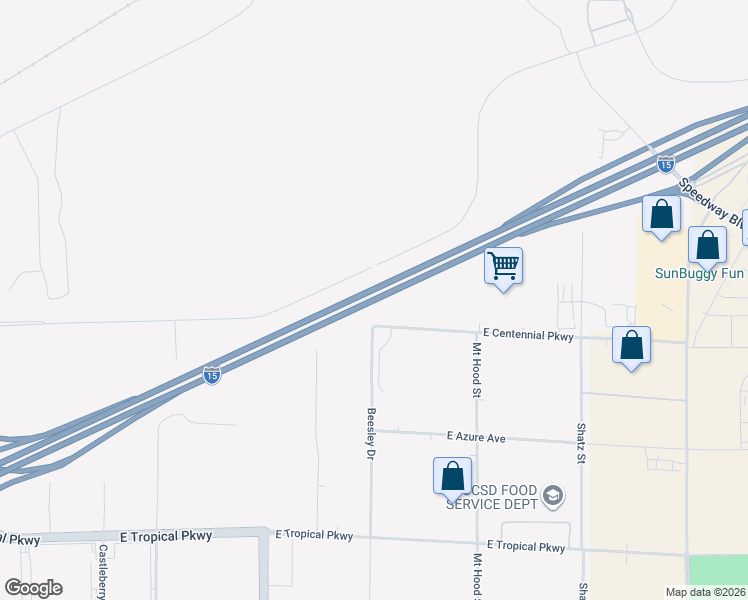 map of restaurants, bars, coffee shops, grocery stores, and more near U.S. 93 in North Las Vegas