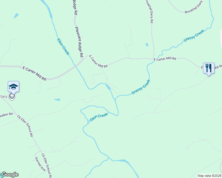 map of restaurants, bars, coffee shops, grocery stores, and more near 324 Elkin Creek Mill Road in Elkin