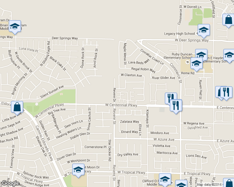map of restaurants, bars, coffee shops, grocery stores, and more near 739 Piercey Court in North Las Vegas