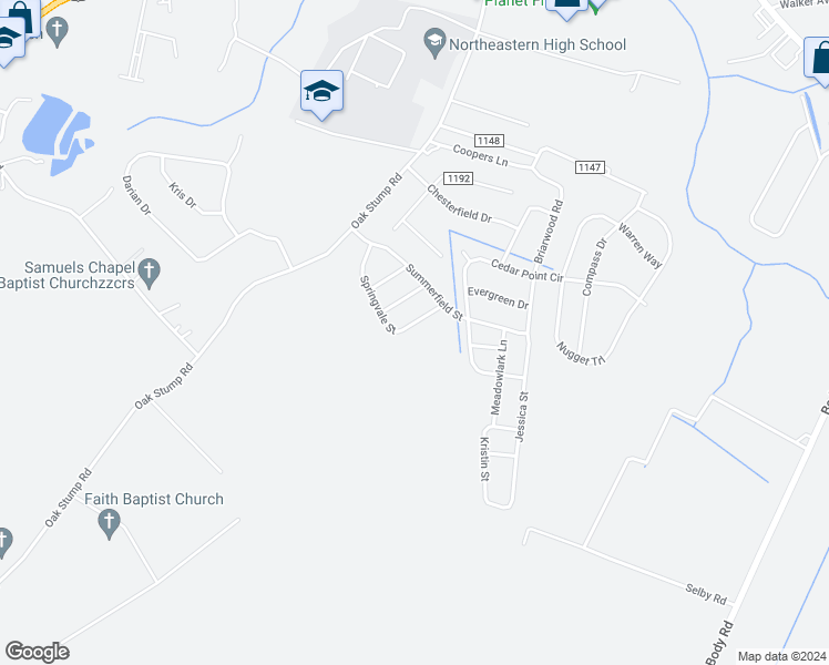 map of restaurants, bars, coffee shops, grocery stores, and more near 212 Springvale Street in Elizabeth City