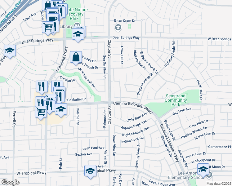 map of restaurants, bars, coffee shops, grocery stores, and more near 6420 Indian Peak Court in North Las Vegas