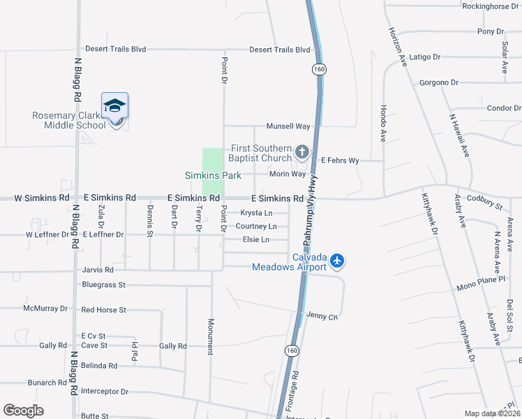 map of restaurants, bars, coffee shops, grocery stores, and more near 608 Krysta Lane in Pahrump