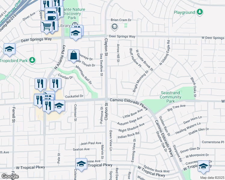 map of restaurants, bars, coffee shops, grocery stores, and more near 6420 Indian Peak Court in North Las Vegas