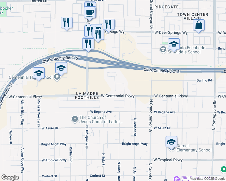 map of restaurants, bars, coffee shops, grocery stores, and more near 6421 Winecup Street in Las Vegas