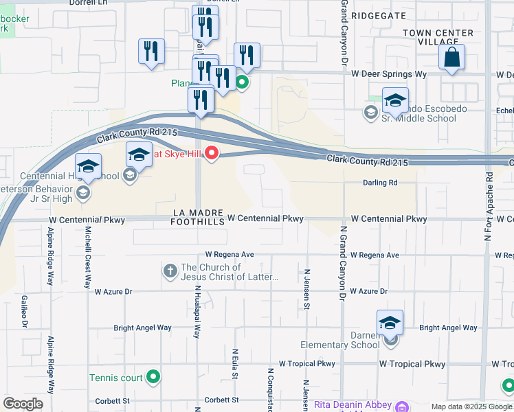 map of restaurants, bars, coffee shops, grocery stores, and more near 6421 Winecup Street in Las Vegas