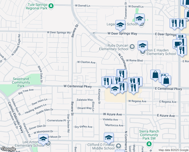 map of restaurants, bars, coffee shops, grocery stores, and more near 6424 North Point Break Street in North Las Vegas