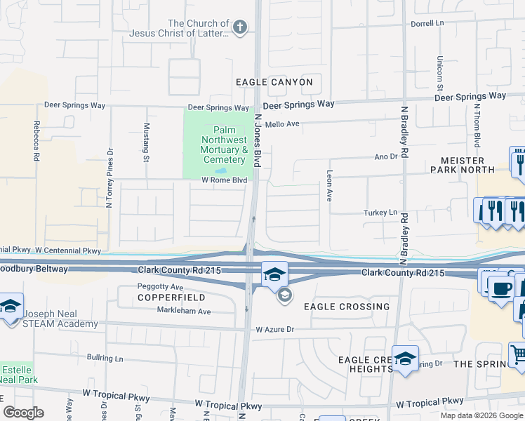 map of restaurants, bars, coffee shops, grocery stores, and more near 6431 Collingsworth Street in Las Vegas