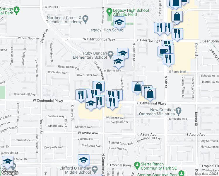 map of restaurants, bars, coffee shops, grocery stores, and more near 6462 Cinnamon Hazlenut Street in North Las Vegas