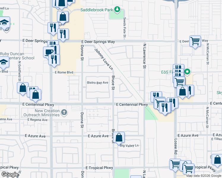 map of restaurants, bars, coffee shops, grocery stores, and more near 6440 North Starling Mesa Street in North Las Vegas