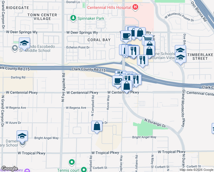 map of restaurants, bars, coffee shops, grocery stores, and more near 6448 Albina Creek Street in Las Vegas