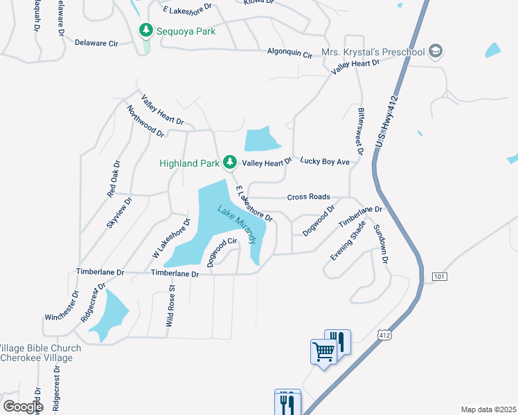 map of restaurants, bars, coffee shops, grocery stores, and more near 40 Lakeview Drive in Hardy