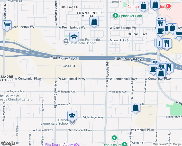 map of restaurants, bars, coffee shops, grocery stores, and more near 6410 Iguassu Falls Road in Las Vegas