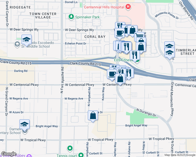 map of restaurants, bars, coffee shops, grocery stores, and more near 8945 Candice Creek Court in Las Vegas