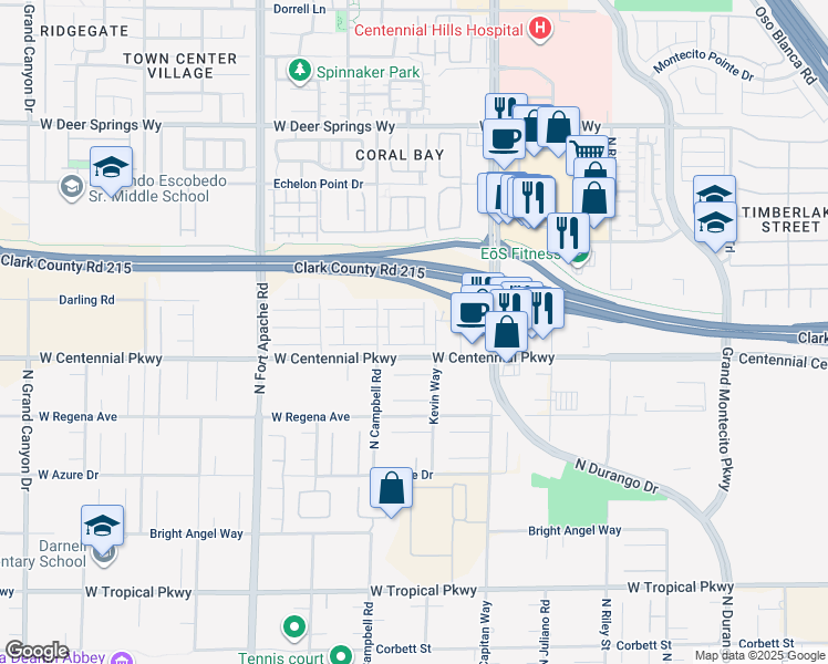 map of restaurants, bars, coffee shops, grocery stores, and more near 8945 Candice Creek Court in Las Vegas