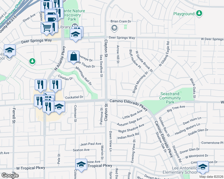 map of restaurants, bars, coffee shops, grocery stores, and more near 6424 Indian Peak Court in North Las Vegas