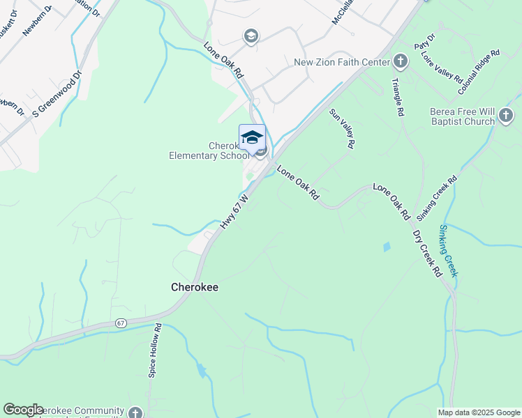 map of restaurants, bars, coffee shops, grocery stores, and more near 2201 Cherokee Road in Johnson City