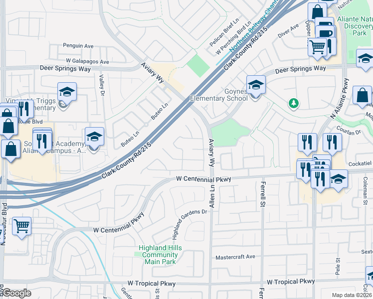 map of restaurants, bars, coffee shops, grocery stores, and more near 6430 North Rock Sparrow Street in North Las Vegas