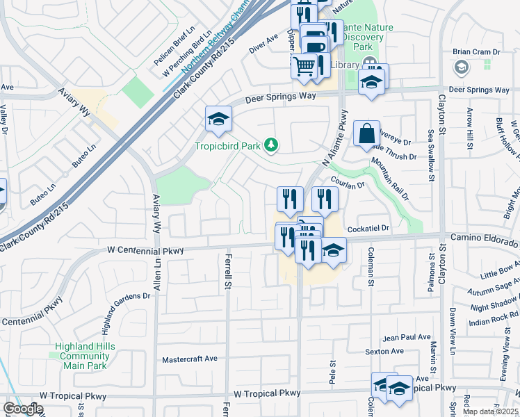 map of restaurants, bars, coffee shops, grocery stores, and more near 6439 Grayback Drive in North Las Vegas
