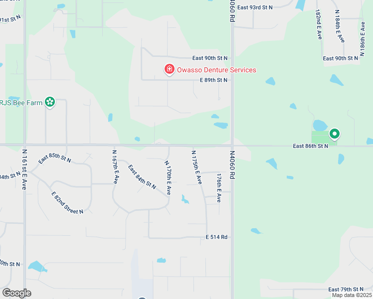 map of restaurants, bars, coffee shops, grocery stores, and more near 8515 North 170th East Avenue in Owasso