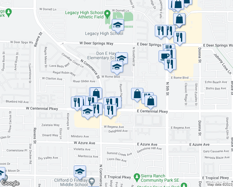map of restaurants, bars, coffee shops, grocery stores, and more near 6472 Spiced Butter Rum Street in North Las Vegas