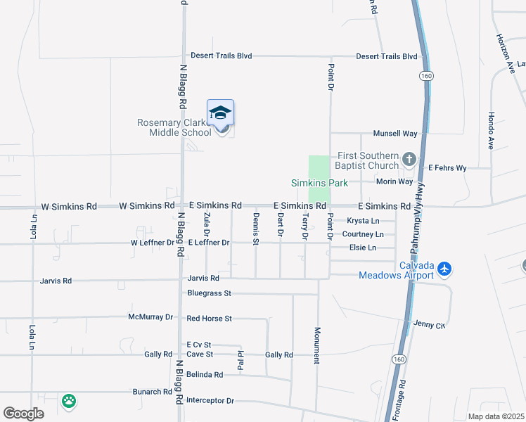 map of restaurants, bars, coffee shops, grocery stores, and more near 3981 Dennis Street in Pahrump