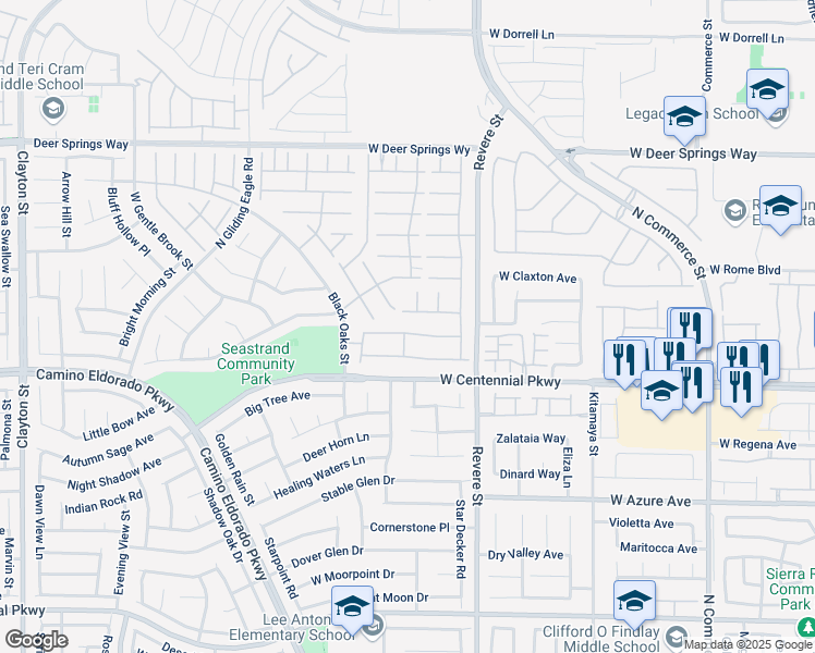 map of restaurants, bars, coffee shops, grocery stores, and more near 924 Claystone Ridge Avenue in North Las Vegas