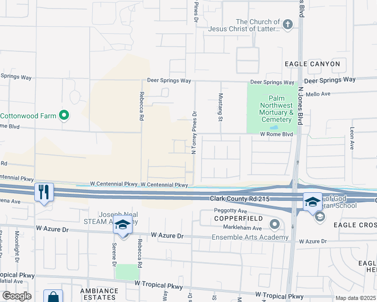 map of restaurants, bars, coffee shops, grocery stores, and more near 6496 Glen River Circle in Las Vegas