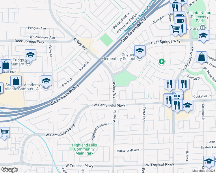 map of restaurants, bars, coffee shops, grocery stores, and more near 3718 West Rock Dove Way in North Las Vegas