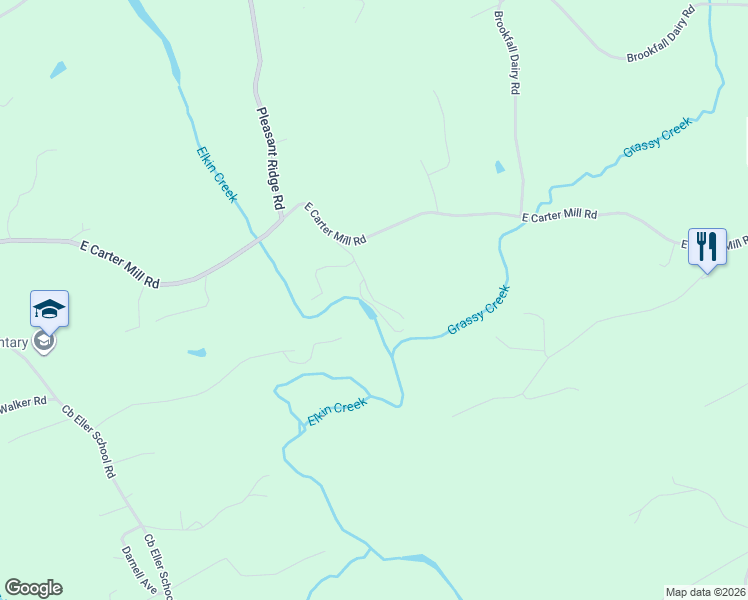 map of restaurants, bars, coffee shops, grocery stores, and more near 324 Elkin Creek Mill Road in Elkin