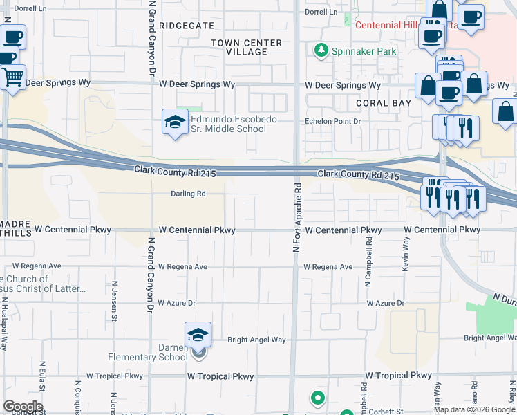 map of restaurants, bars, coffee shops, grocery stores, and more near 6460 Iguassu Falls Road in Las Vegas