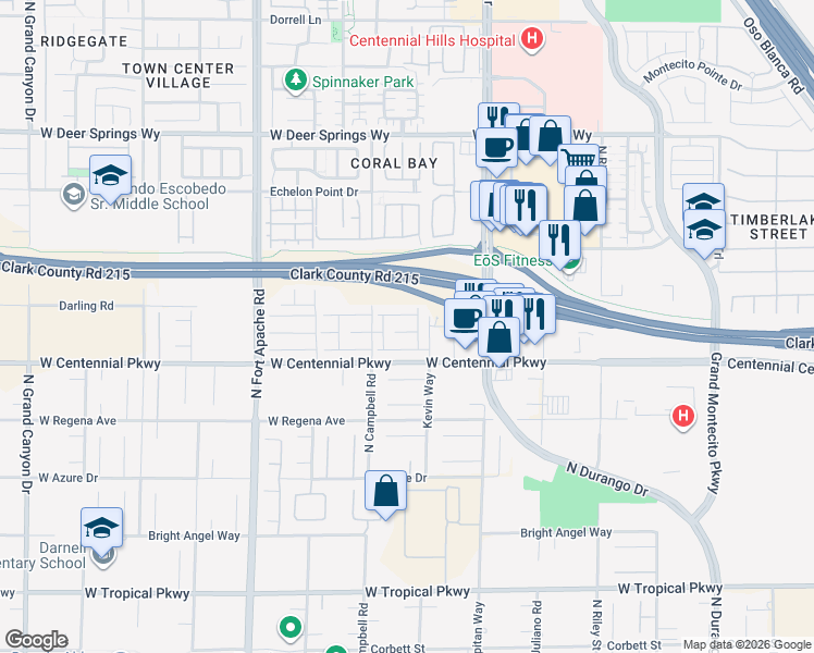 map of restaurants, bars, coffee shops, grocery stores, and more near 8946 Candice Creek Court in Las Vegas