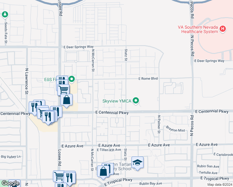 map of restaurants, bars, coffee shops, grocery stores, and more near 6508 Kenya Springs Street in North Las Vegas
