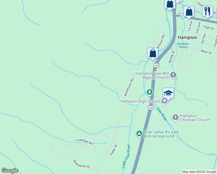 map of restaurants, bars, coffee shops, grocery stores, and more near 126 Potterack Road in Hampton
