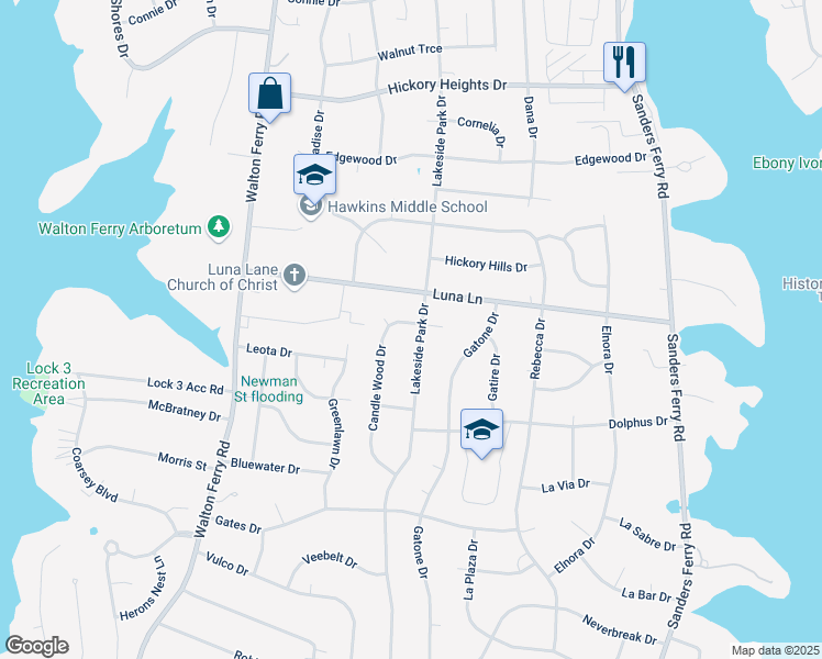 map of restaurants, bars, coffee shops, grocery stores, and more near 104 Candle Woods Drive in Hendersonville