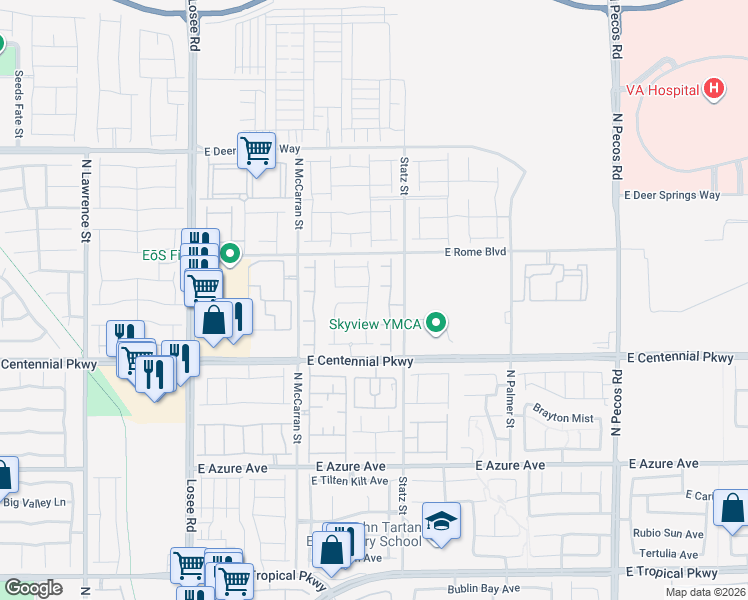 map of restaurants, bars, coffee shops, grocery stores, and more near 6508 Kenya Springs Street in North Las Vegas
